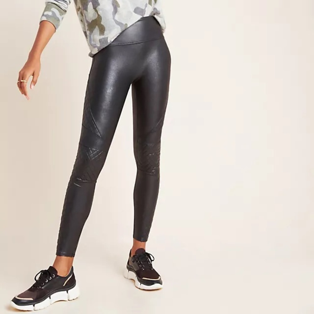 NWT Anthropologie Spanx Quilted Faux Leather Leggings Sz XS Z525-11